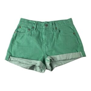 Levi's 501 High‎ Rise Button Fly Jean Shorts Size W29 Green Non Stretch Denim
